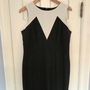 Ann Taylor Grey White Color Block Sleeveless Dress